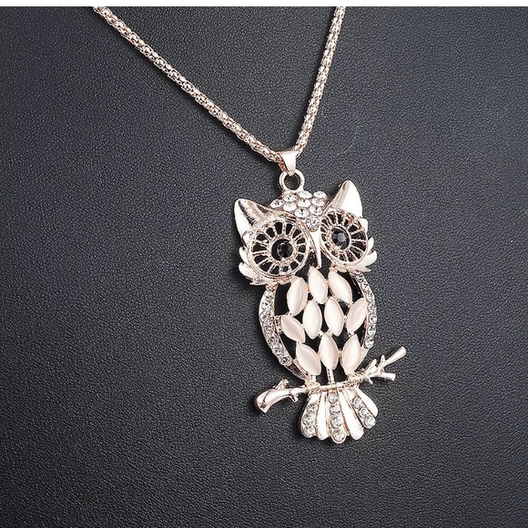 Crystal Opal Owl Pendant Chain Gold LongNecklace🦉 - Picture 3 of 5